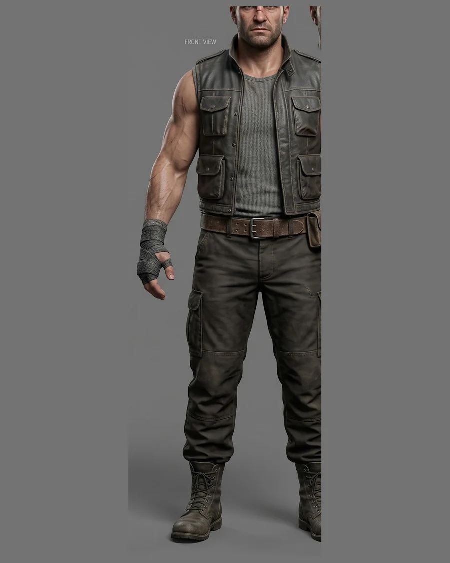 Scarred Vest Brawler — Characters 3D game asset for Unreal Engine 5 & Unity, unrigged