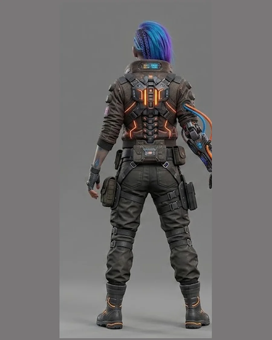 Cyber Rebel Blueprint Rear — Characters 3D game asset for Unreal Engine 5 & Unity, unrigged