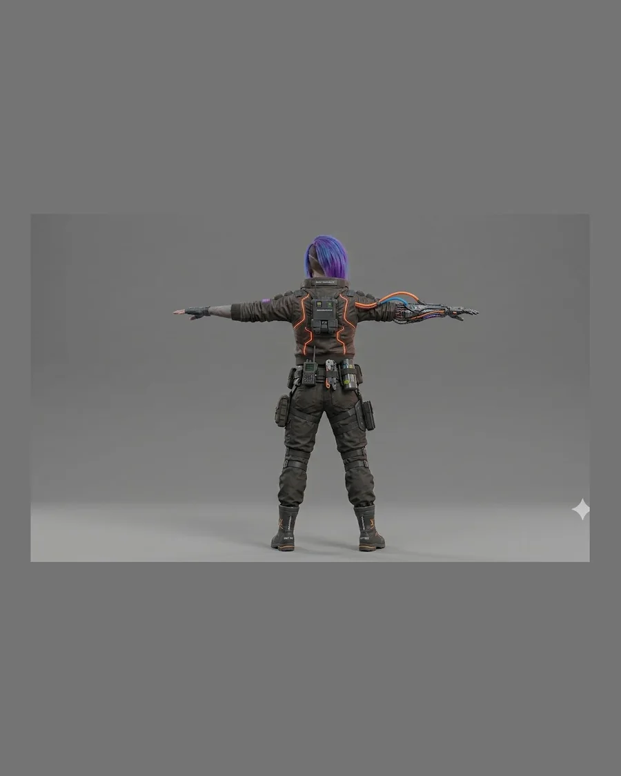 Cyber Rebel Cable Rig — Characters 3D game asset for Unreal Engine 5 & Unity, unrigged