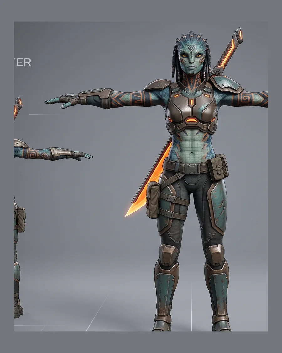 Xylos Bounty Hunter — Characters 3D game asset for Unreal Engine 5 & Unity, unrigged