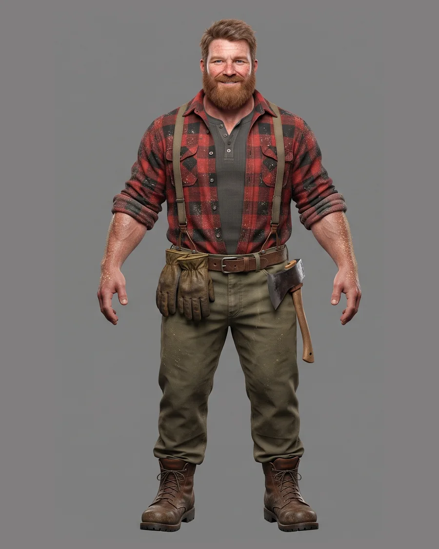 Cheerful Lumberjack — Characters 3D game asset for Unreal Engine 5 & Unity, unrigged