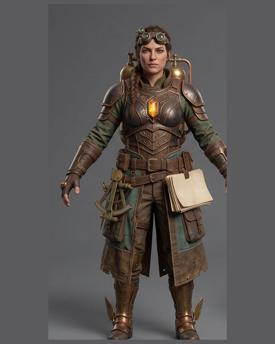 Steampunk Alchemist Adventurer — Characters 3D game asset for Unreal Engine 5 & Unity, unrigged