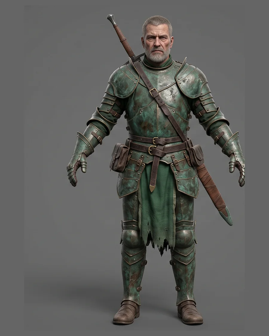 Verdigris Armor Veteran — Characters 3D game asset for Unreal Engine 5 & Unity, unrigged