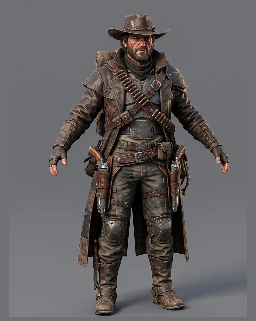 Frontier Outlaw Gunslinger — Characters 3D game asset for Unreal Engine 5 & Unity, unrigged