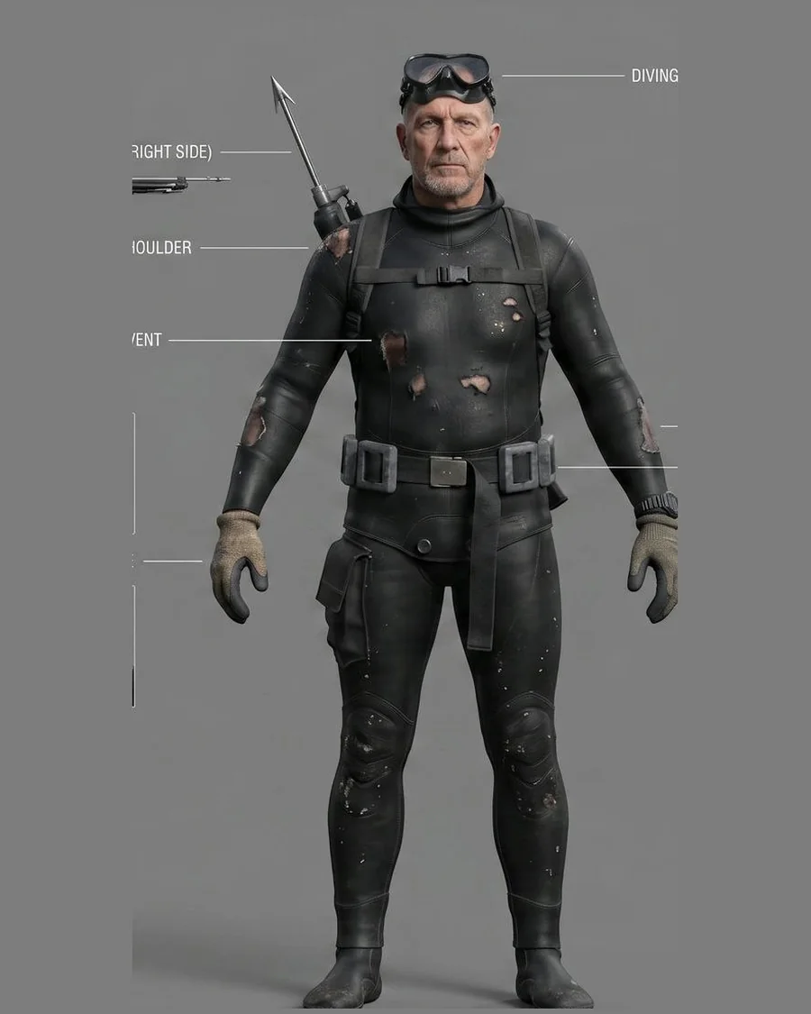 Veteran Spearfisher — Characters 3D game asset for Unreal Engine 5 & Unity, unrigged