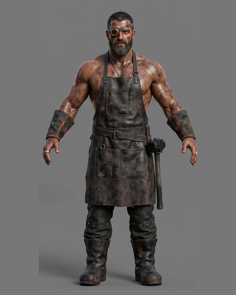 Scarred Forge Smith — Characters 3D game asset for Unreal Engine 5 & Unity, unrigged