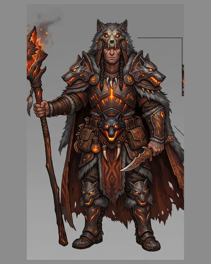 Ember Wolf Shaman — Characters 3D game asset for Unreal Engine 5 & Unity, unrigged