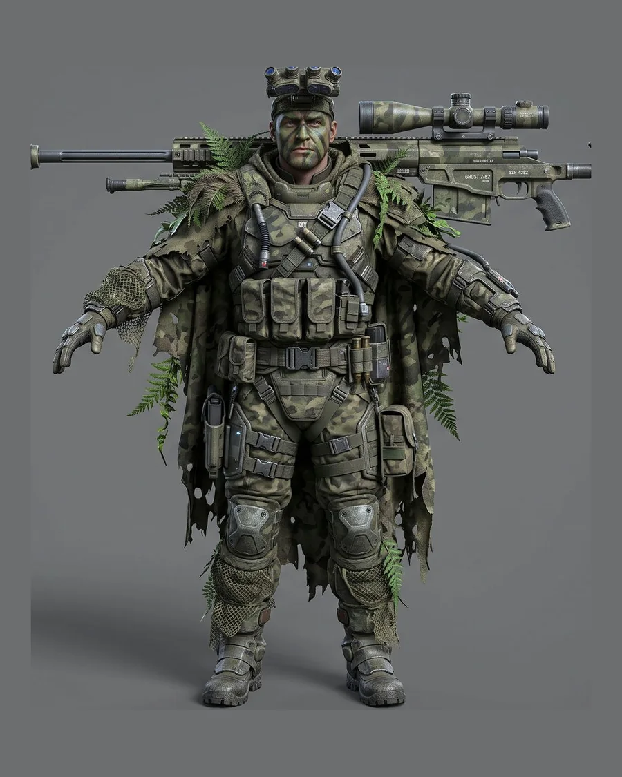 Ghillie Marksman — Characters 3D game asset for Unreal Engine 5 & Unity, unrigged