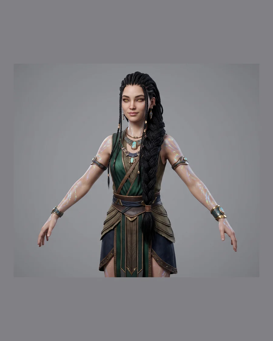 Braided Tribal Vanguard — Characters 3D game asset for Unreal Engine 5 & Unity, unrigged
