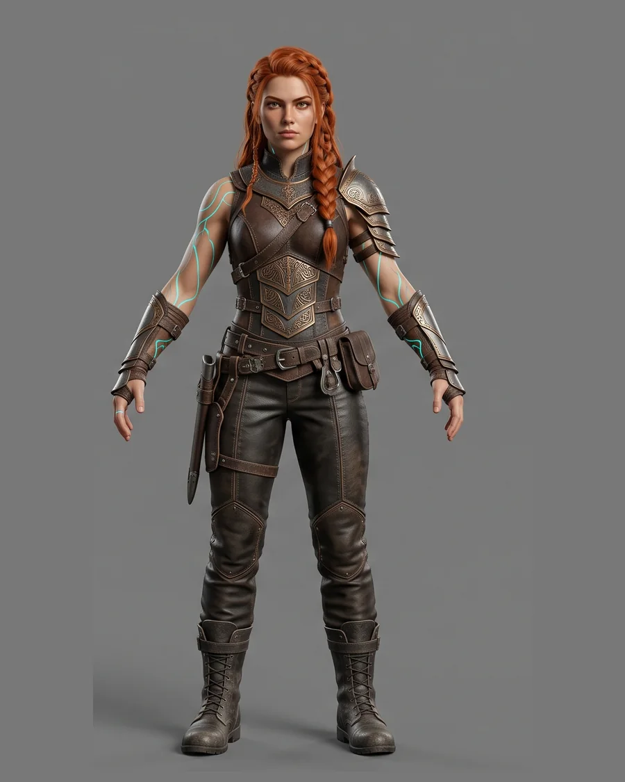 Ember-Braid Swordswoman — Characters 3D game asset for Unreal Engine 5 & Unity, unrigged