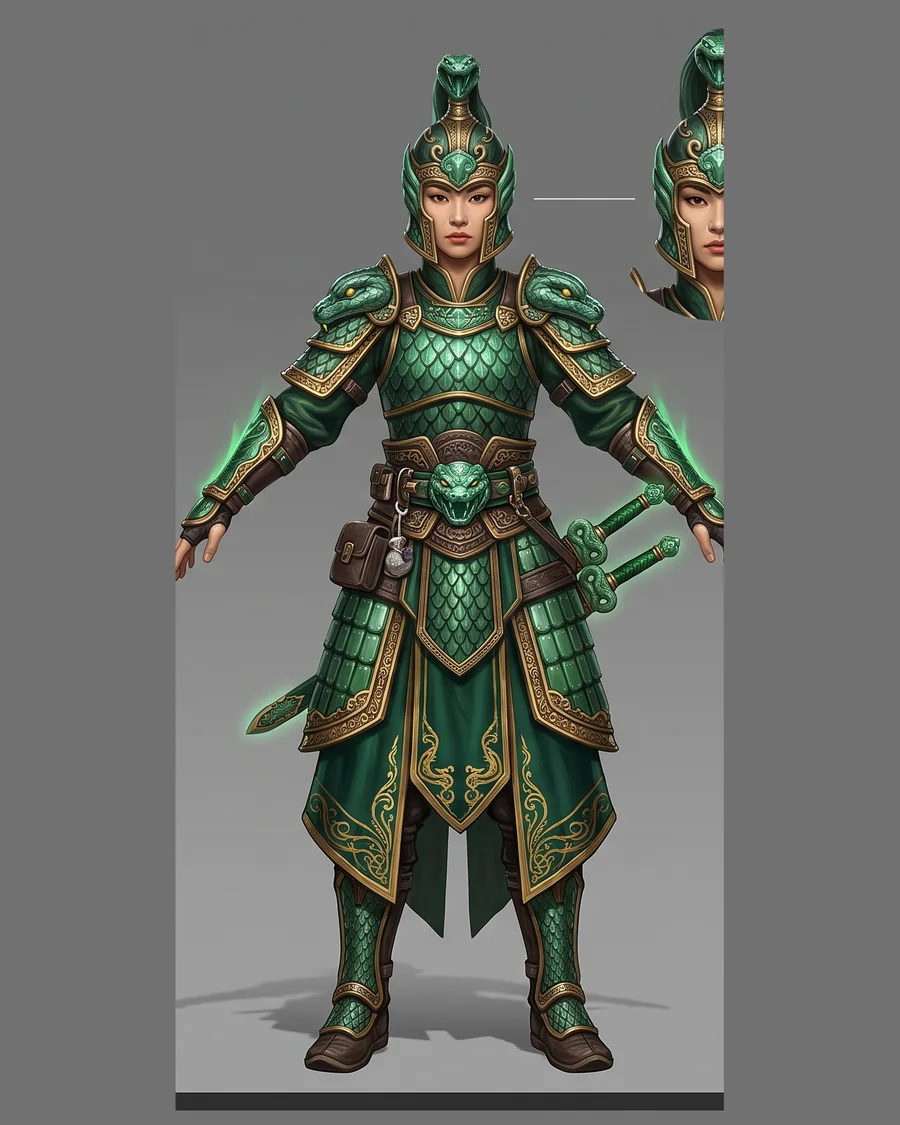 Jade Serpent Duelist — Characters 3D game asset for Unreal Engine 5 & Unity, unrigged
