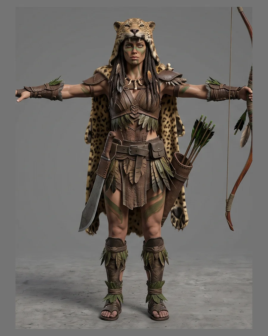 Jungle Huntress — Characters 3D game asset for Unreal Engine 5 & Unity, unrigged