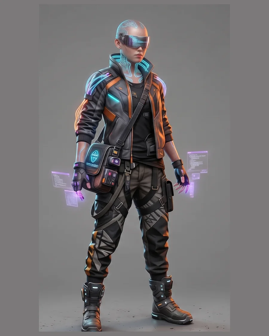 Cyberpunk Data Runner — Characters 3D game asset for Unreal Engine 5 & Unity, unrigged