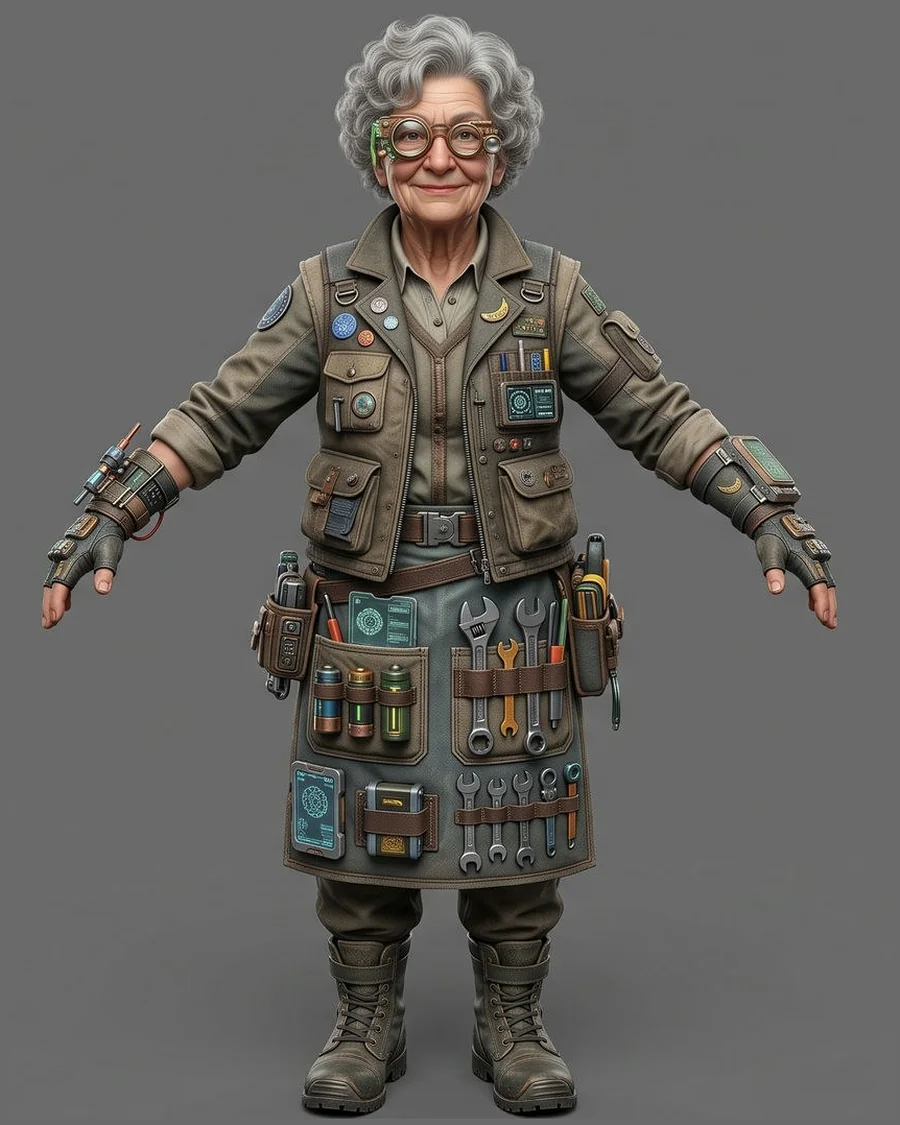 Steampunk Tinker Granny — Characters 3D game asset for Unreal Engine 5 & Unity, unrigged