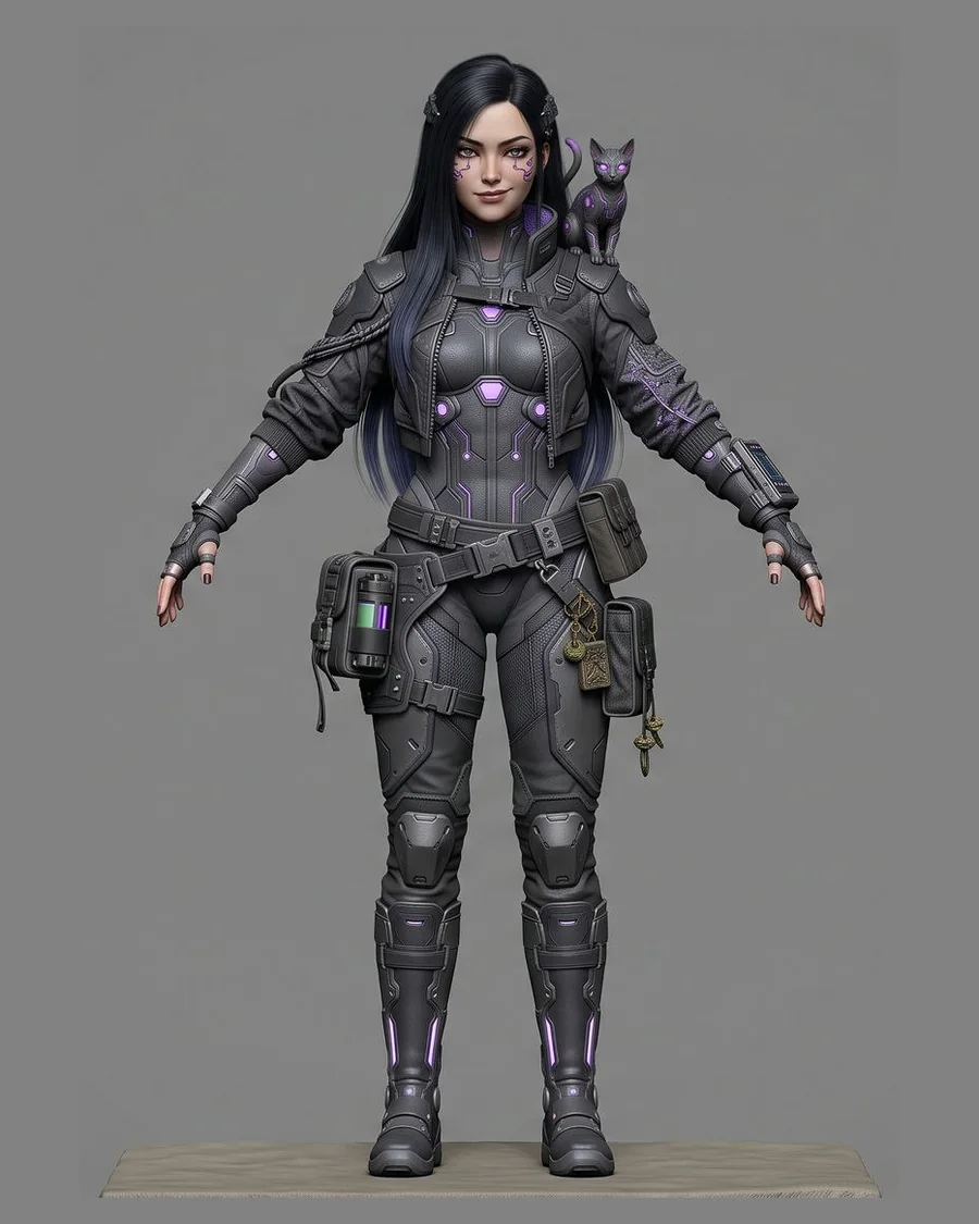 Shadow Runner With Cat — Characters 3D game asset for Unreal Engine 5 & Unity, unrigged