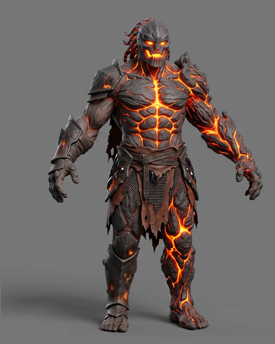Molten Ash Golem — Characters 3D game asset for Unreal Engine 5 & Unity, unrigged