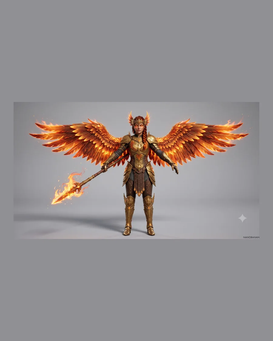 Phoenix War Angel — Characters 3D game asset for Unreal Engine 5 & Unity, unrigged