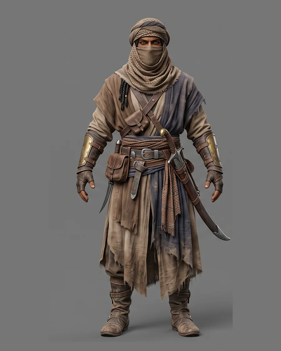 Veiled Desert Swordsman — Characters 3D game asset for Unreal Engine 5 & Unity, unrigged