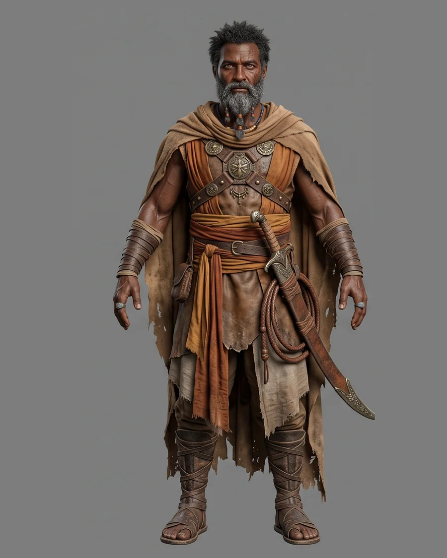 Nubian Elder Warrior — Characters 3D game asset for Unreal Engine 5 & Unity, unrigged