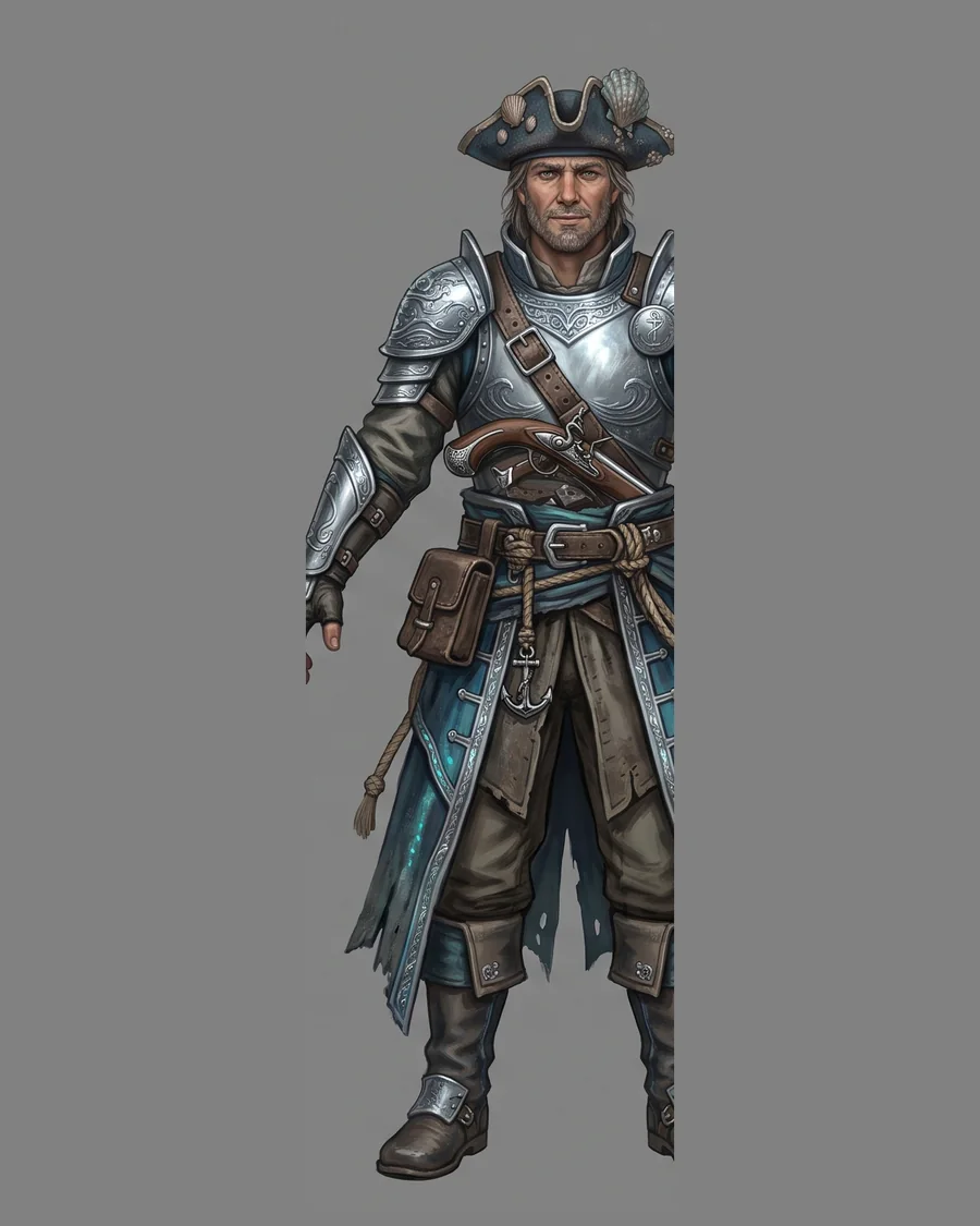 Silver Anchor Corsair — Characters 3D game asset for Unreal Engine 5 & Unity, unrigged