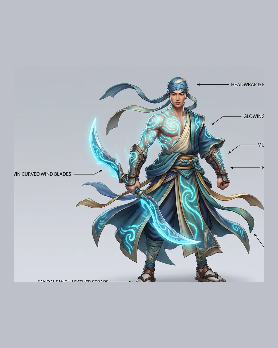 Wind Blade Monk — Characters 3D game asset for Unreal Engine 5 & Unity, unrigged