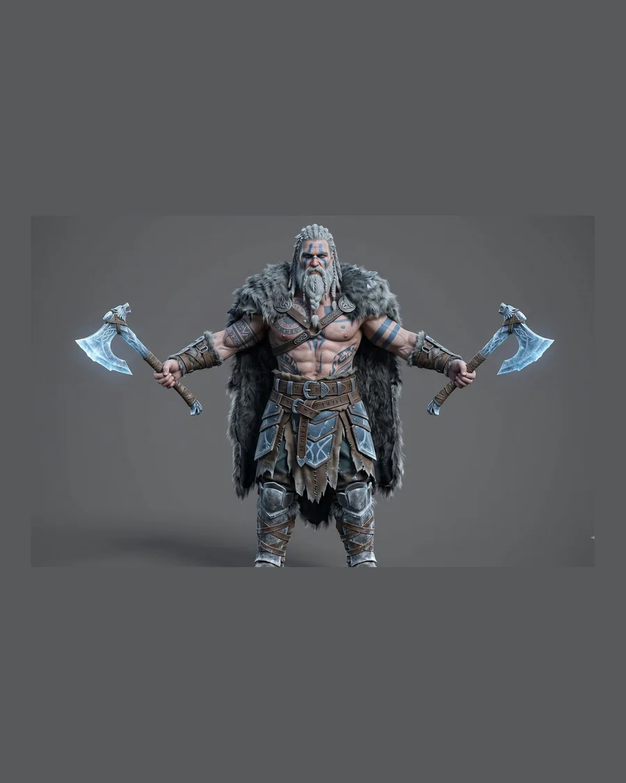 Frost Axe Berserker — Characters 3D game asset for Unreal Engine 5 & Unity, unrigged