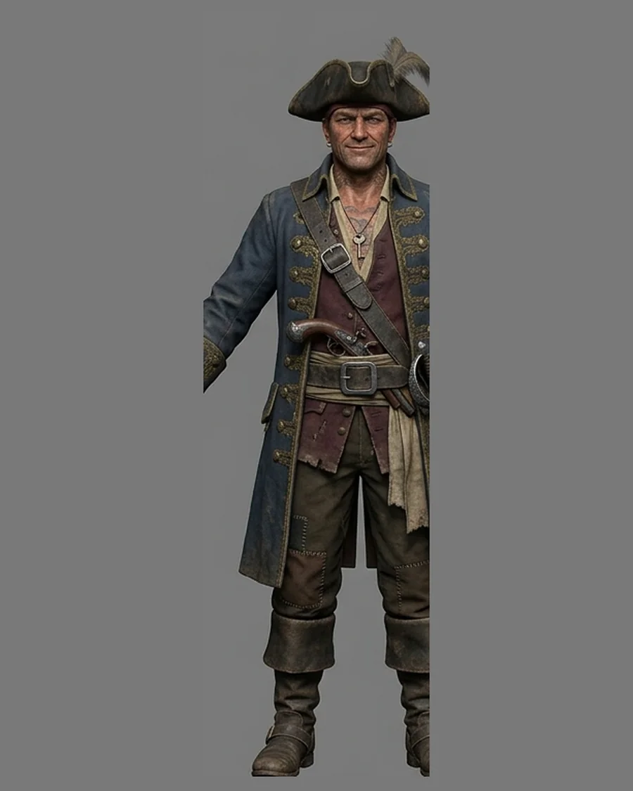 Azure Coat Pirate — Characters 3D game asset for Unreal Engine 5 & Unity, unrigged